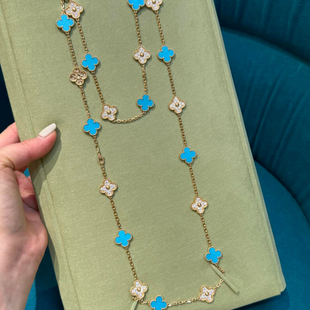 {
"Love Lucky": "Love Lucky",
"CLOVER 20 MOTIFS TURQUOISE DIAMOND NECKLACE": "COLLIER CLOVER 20 MOTIFS TURQUOISE ET DIAMANTS"
}