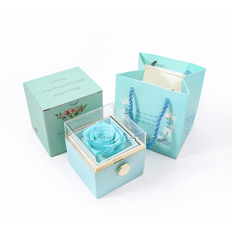 COFFRET CADEAU À BIJOUX AVEC ROSE ÉTERNELLE ROTATIVE (SANS LOGO)