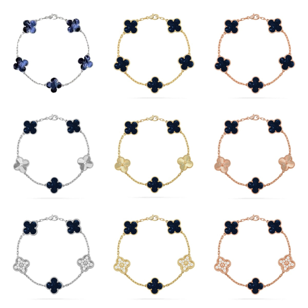 Love Lucky]CLOVER 5 MOTIF PIETERSITE BRACELET COLLECTION