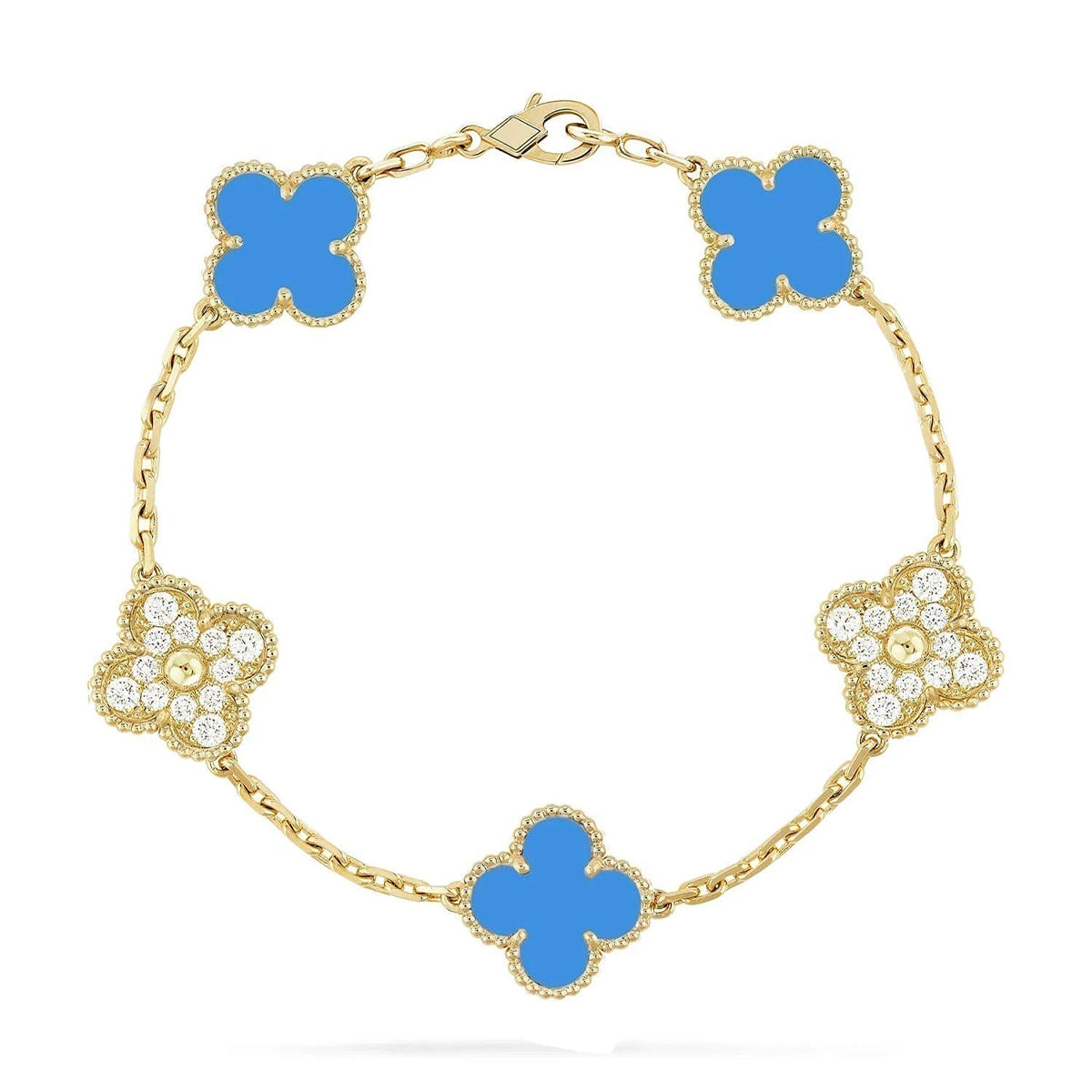 [Love Lucky] CLOVER 5 MOTIF BLUE AGATE BRACELET COLLECTION