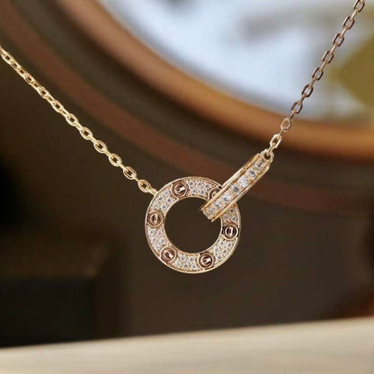 [Love Lucky]LOVE  FULL DIAMOND PENDANT NECKLACE