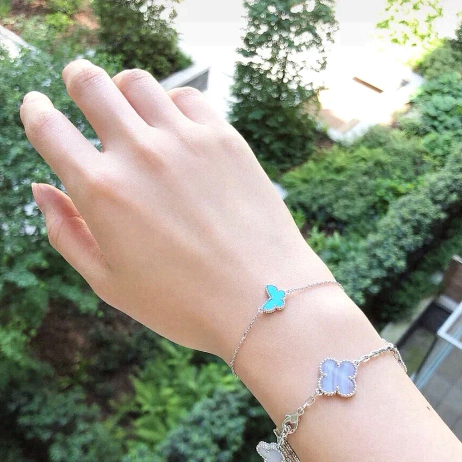 [Love Lucky] SCHMETTERLING TÜRKIS SCHMETTERLING ARMBAND SILBER