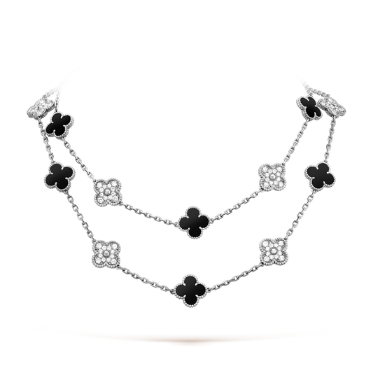 [Love Lucky]CLOVER 20 MOTIFS ONYX DIAMOND SILVER