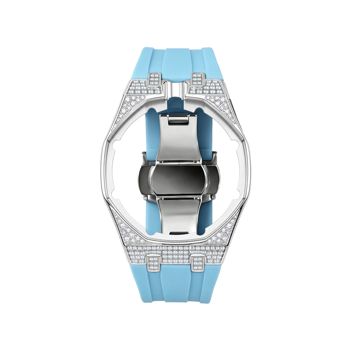 Royal Oak Pop exclusivo con caja de acero, diamantes (moissanita) y correa de silicona