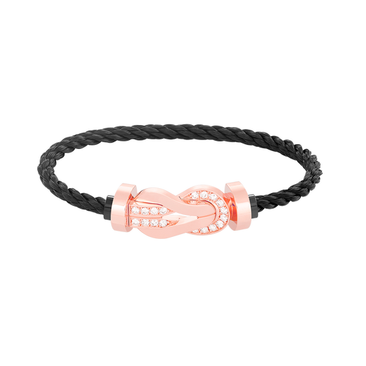 [Love Lucky] BRACCIALE CHANCE LARGE CON FIBBIA A OTTO, MEZZI DIAMANTI E ORO ROSA