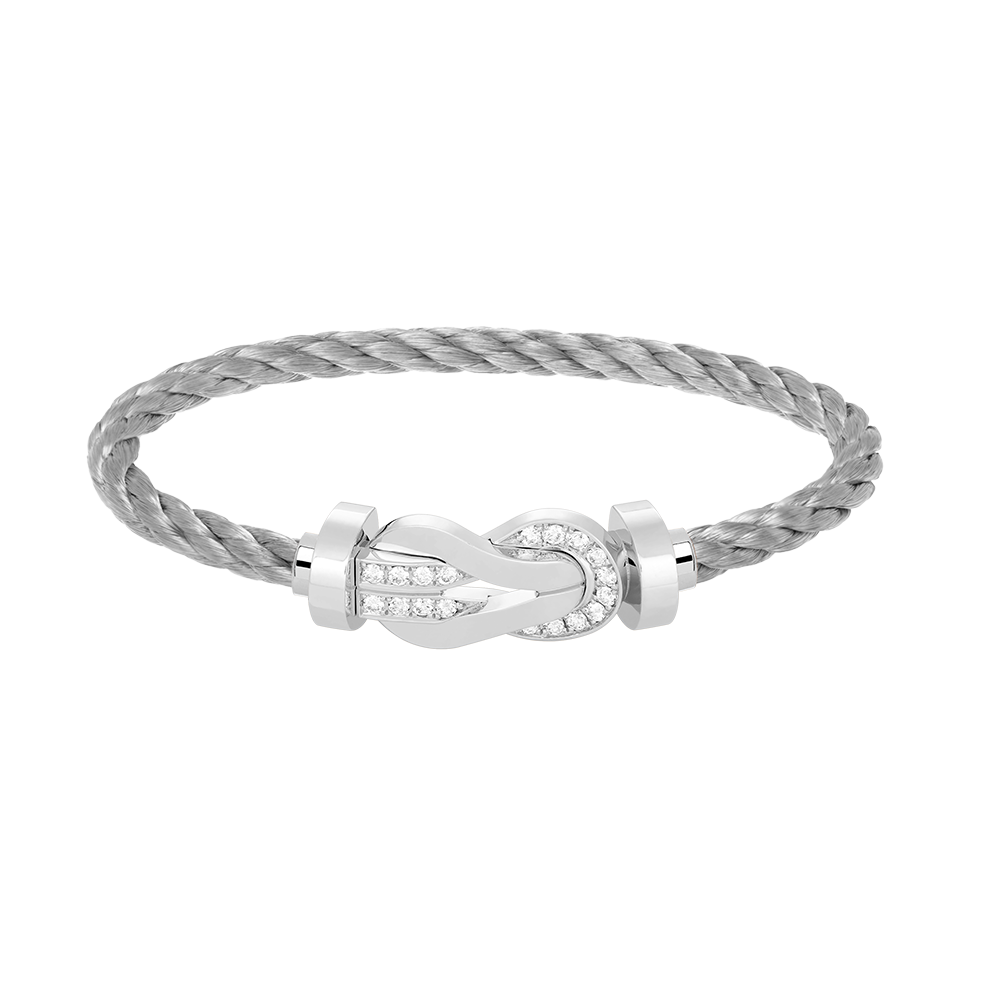 [Love Lucky]CHANCE LARGE 8 FIGURE BUCKLE HALF DIAMOND BRACELET SILVER