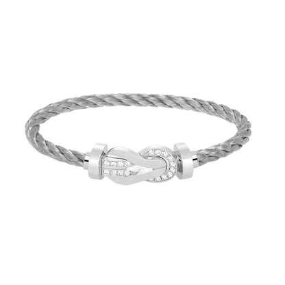 [Love Lucky]CHANCE LARGE 8 FIGURE BUCKLE HALF DIAMOND BRACELET SILVER