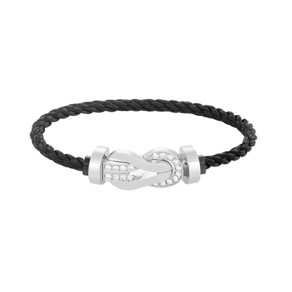 [Love Lucky]CHANCE LARGE 8 FIGURE BUCKLE HALF DIAMOND BRACELET SILVER