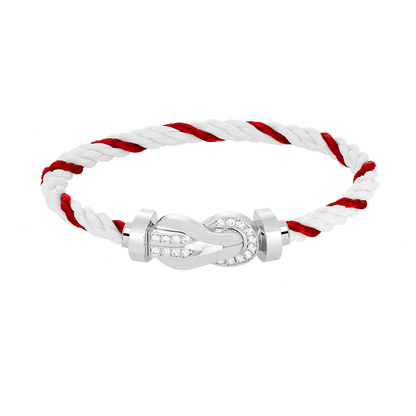[Love Lucky]CHANCE LARGE 8 FIGURE BUCKLE HALF DIAMOND BRACELET SILVER
