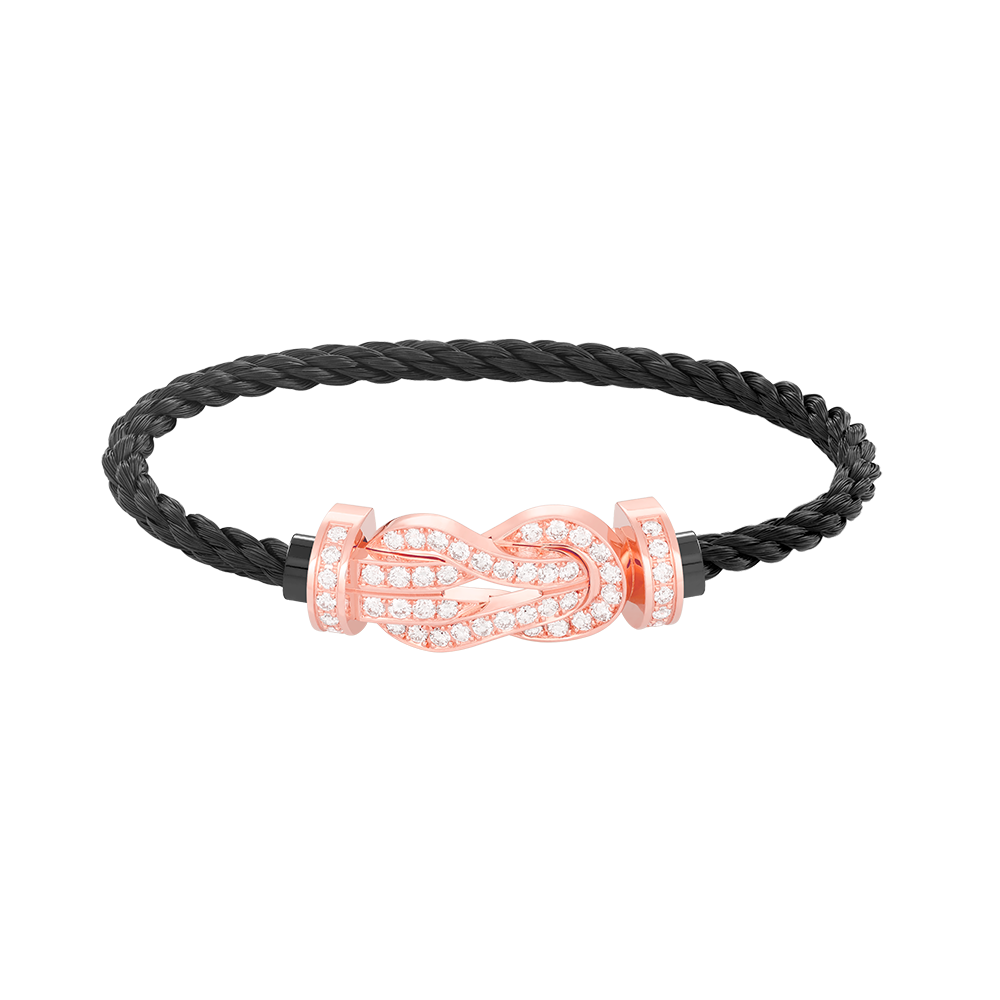 [Love Lucky] BRACCIALE CHANCE LARGE CON FIBBIA A OTTO, INTERAMENTE RIVESTITO DI DIAMANTI, IN ORO ROSA