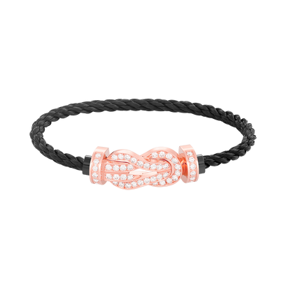 [Love Lucky] BRACCIALE CHANCE LARGE CON FIBBIA A OTTO, INTERAMENTE RIVESTITO DI DIAMANTI, IN ORO ROSA