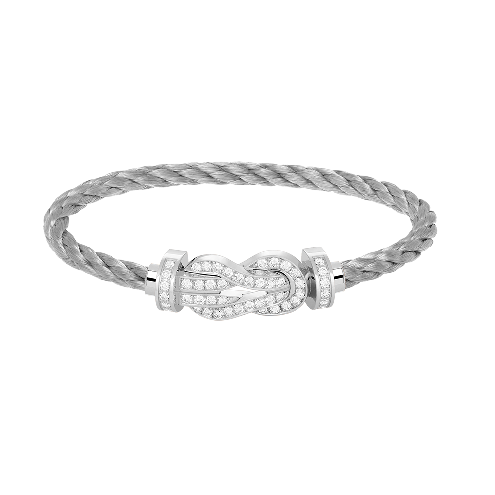 [Love Lucky] BRACCIALE IN ARGENTO CON FIBBIA GRANDE «CHANCE» A FORMA DI 8 E INTERAMENTE RICOPERTO DI DIAMANTI