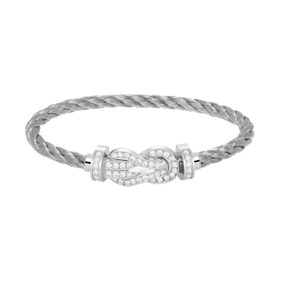 [Love Lucky] BRACCIALE IN ARGENTO CON FIBBIA GRANDE «CHANCE» A FORMA DI 8 E INTERAMENTE RICOPERTO DI DIAMANTI