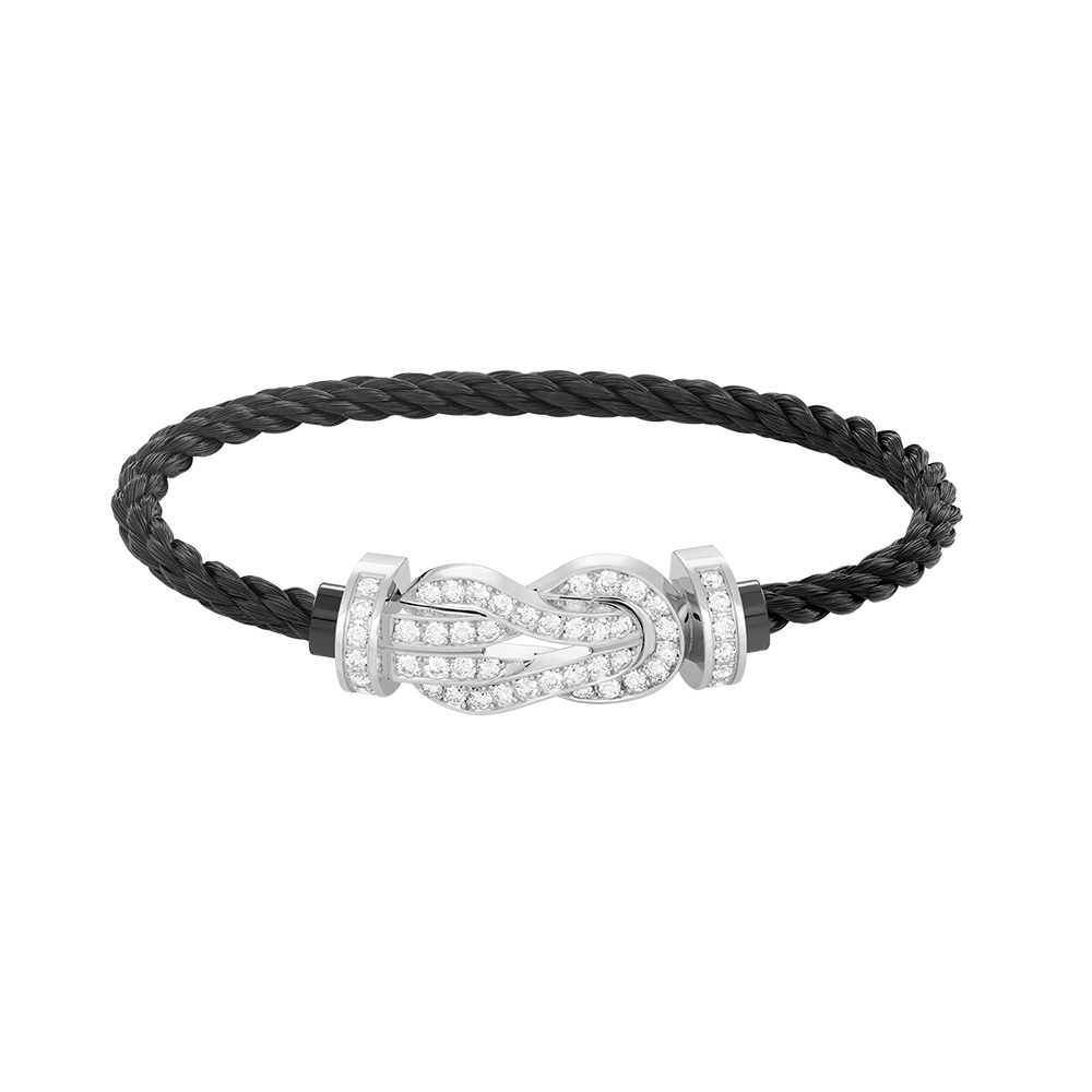 [Love Lucky] BRACCIALE IN ARGENTO CON FIBBIA GRANDE «CHANCE» A FORMA DI 8 E INTERAMENTE RICOPERTO DI DIAMANTI