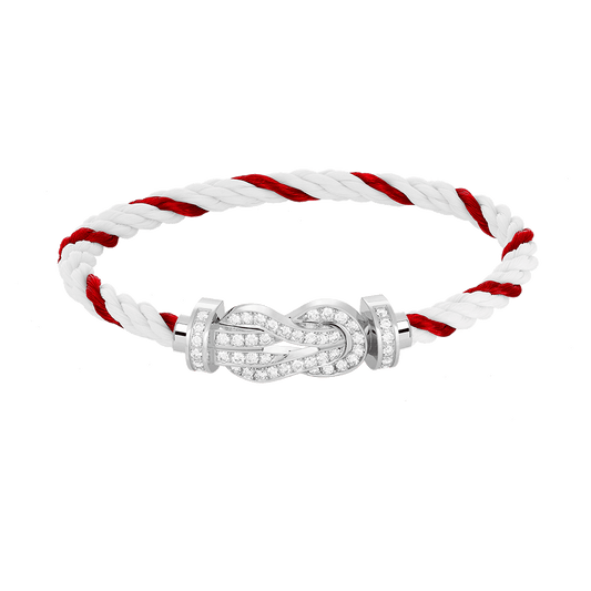[Love Lucky] BRACCIALE IN ARGENTO CON FIBBIA GRANDE «CHANCE» A FORMA DI 8 E INTERAMENTE RICOPERTO DI DIAMANTI