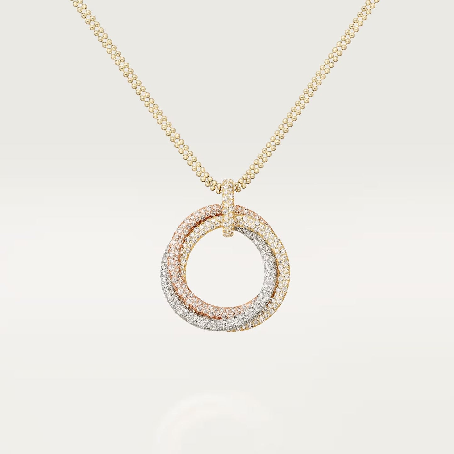 [Love Lucky]TRINITY LARGE FULL DIAMOND  NECKLACE