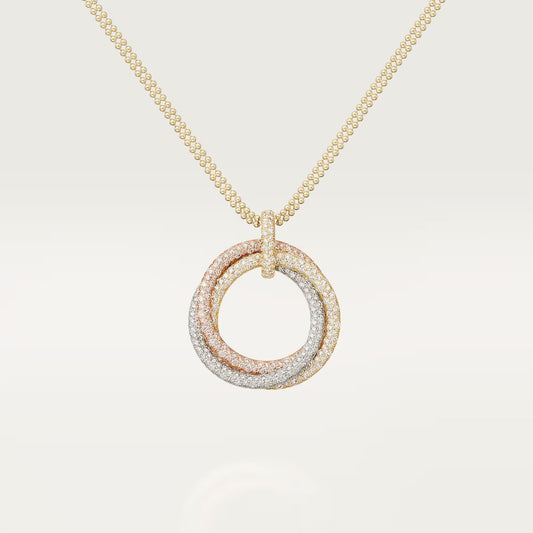 [Love Lucky]TRINITY LARGE FULL DIAMOND  NECKLACE