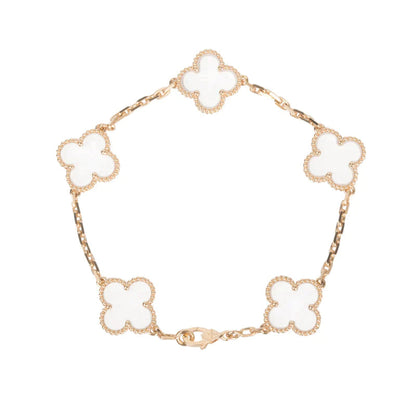 [Love Lucky] Armband aus Bergkristall mit Kleeblatt-Motiv und 5 Roségold