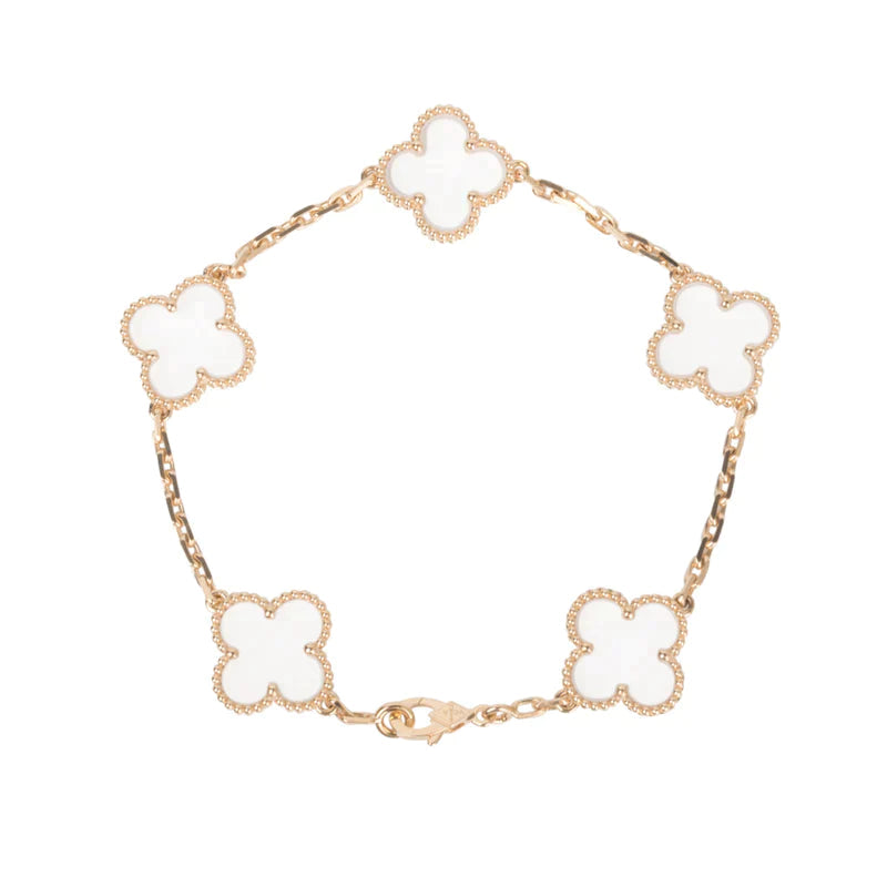 [Love Lucky]CLOVER 5 MOTIF ROCK CRYSTAL BRACELET
