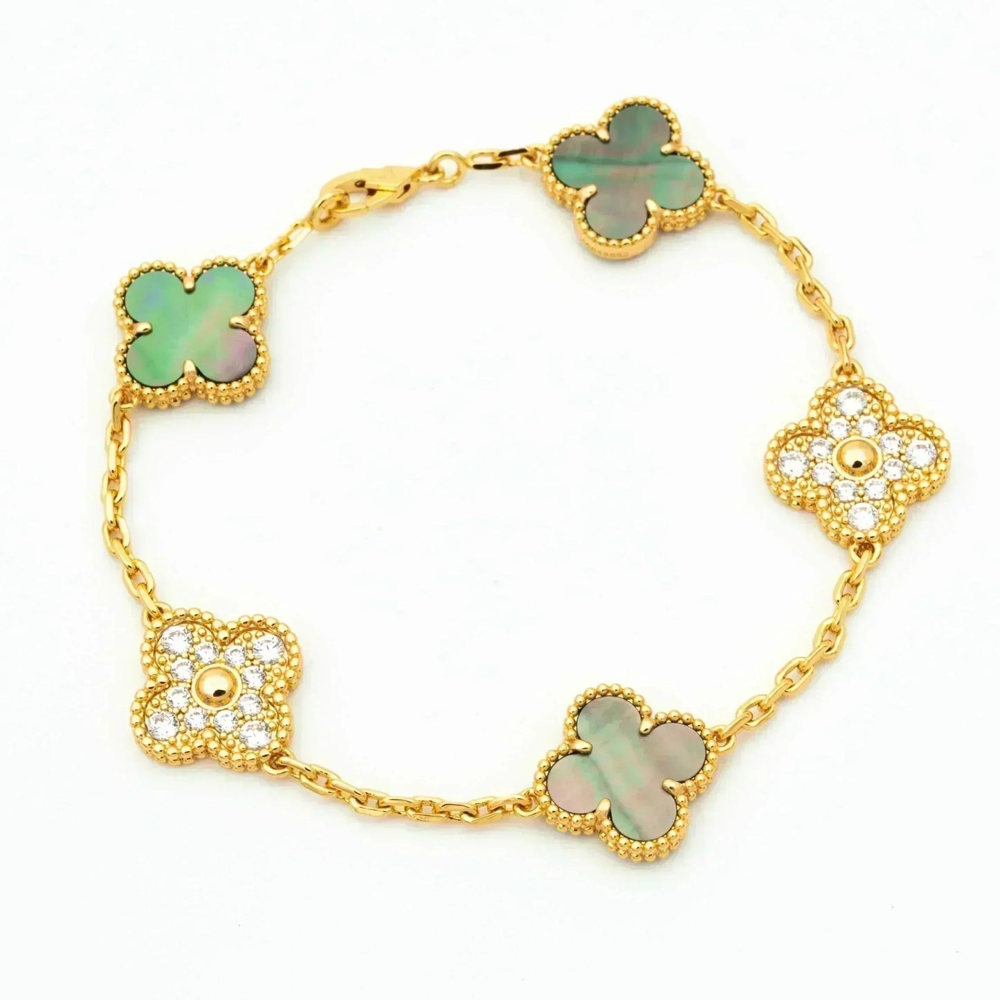 [Love Lucky] CLOVER 5 MOTIF GRAY MOP BRACELET COLLECTION