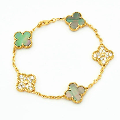[Love Lucky] CLOVER 5 MOTIF GRAY MOP BRACELET COLLECTION