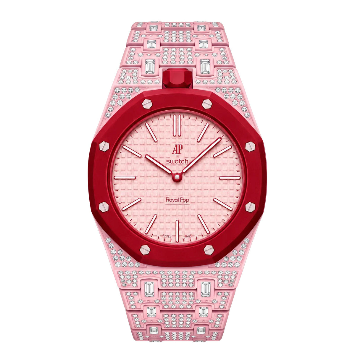 Royal Oak Pop Exclusivo con caja de biocerámica y correa de biocerámica totalmente engastado con diamantes