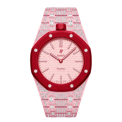 Royal Oak Pop Exclusivo con caja de biocerámica y correa de biocerámica totalmente engastado con diamantes