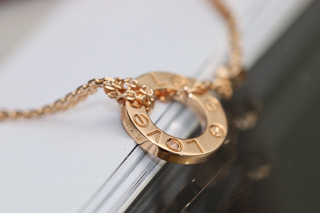 [Love Lucky] LIEBESHALSKETTE VERSTELLBAR ROSÉGOLD 2 DIAMANT 