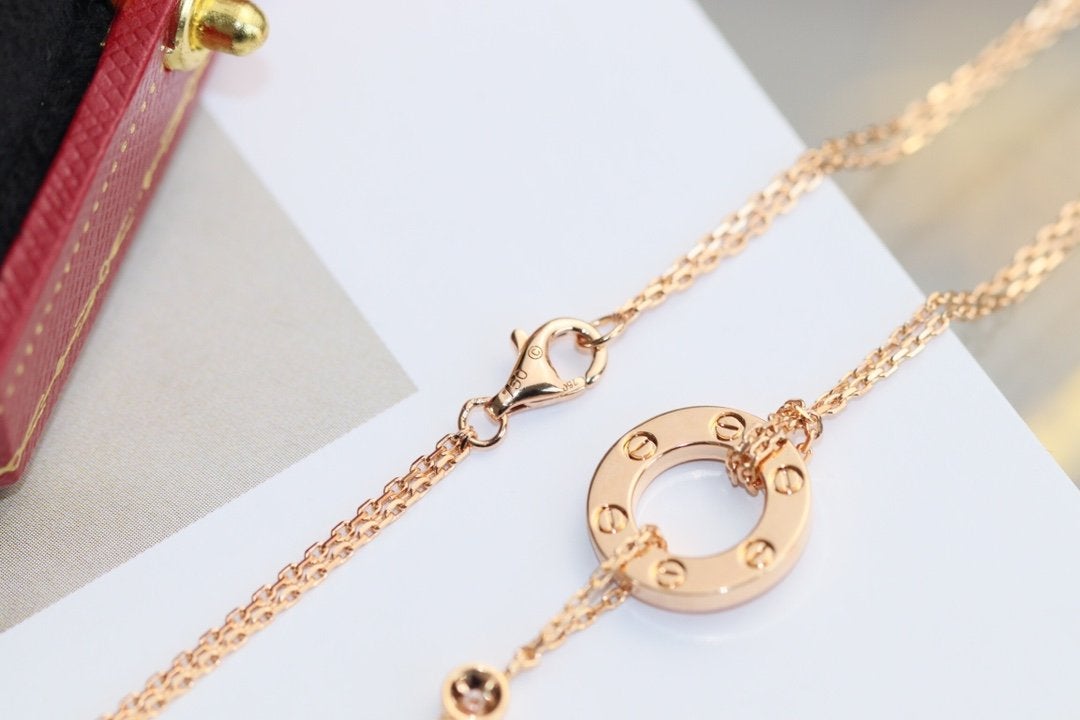 [Love Lucky] LIEBESHALSKETTE VERSTELLBAR ROSÉGOLD 2 DIAMANT 