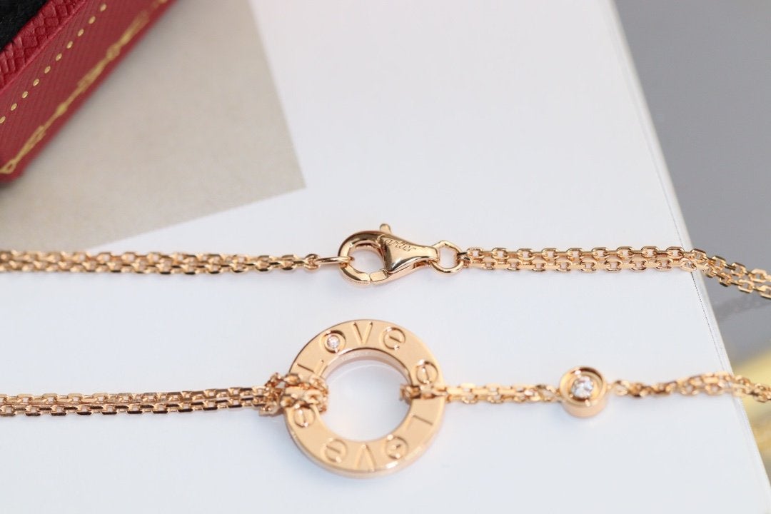 [Love Lucky] LIEBESHALSKETTE VERSTELLBAR ROSÉGOLD 2 DIAMANT 
