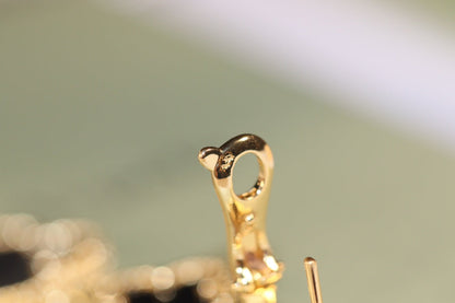 [Love Lucky]CLOVER EARRINGS GOLD ONYX MOP 3 MOTIF
