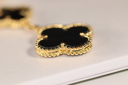 [Love Lucky]CLOVER EARRINGS GOLD ONYX MOP 3 MOTIF