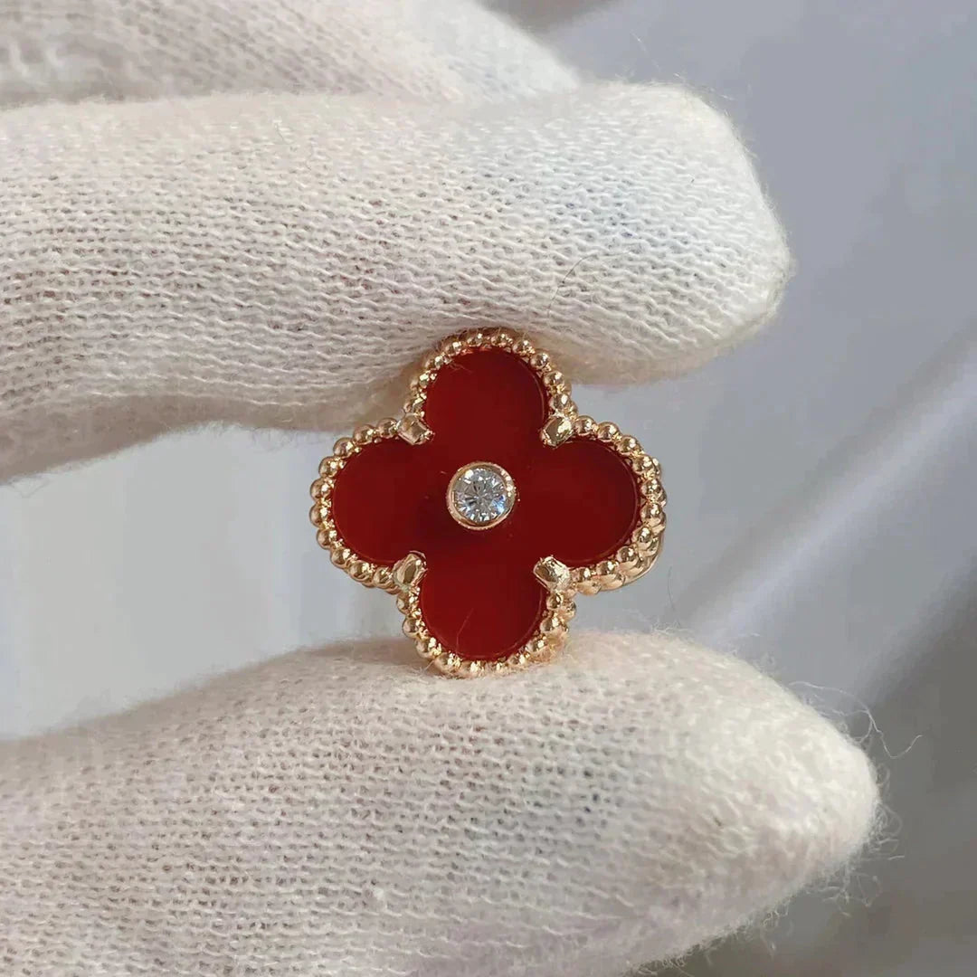 [Love Lucky]CLOVER MEDIUM 1 MOTIFS CARNELIAN  DIAMOND earrings