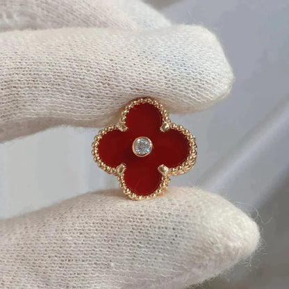 [Love Lucky]CLOVER MEDIUM 1 MOTIFS CARNELIAN  DIAMOND earrings