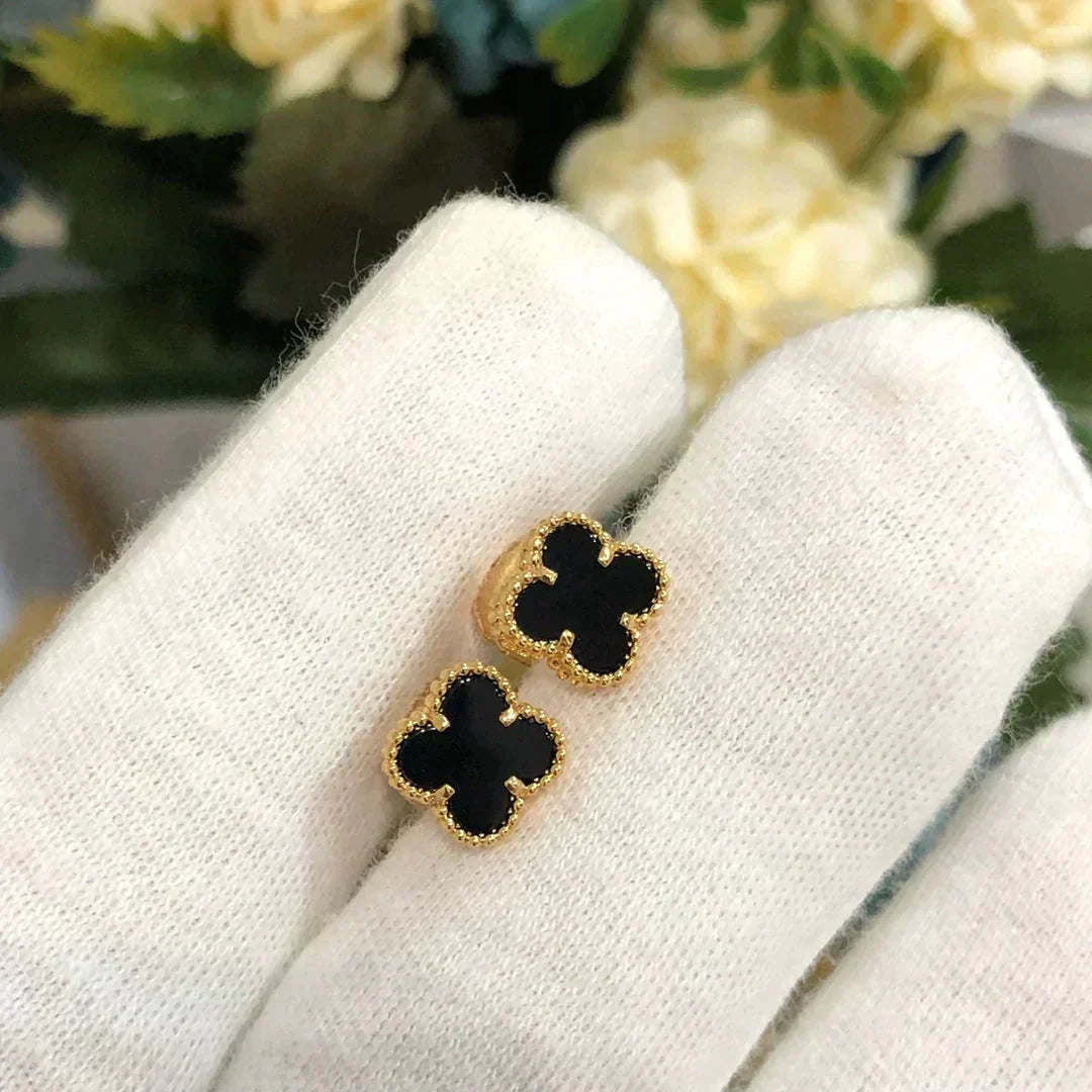 [Love Lucky]CLOVER MINI 9.5MM BLACK MOP EARRINGS