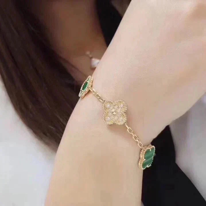 [Love Lucky] CLOVER 5 MOTIF MALACHITE BRACELET COLLECTION