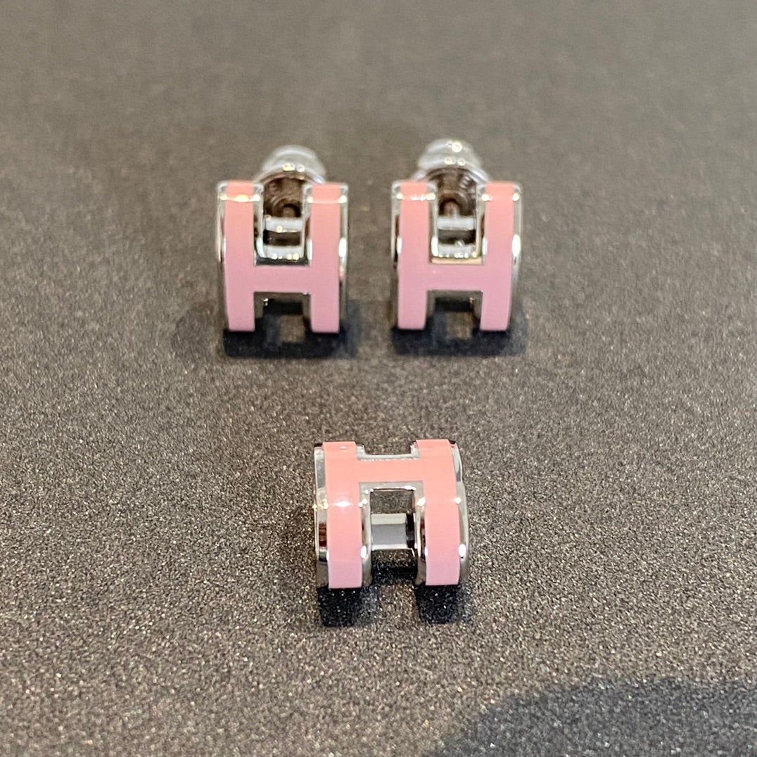 [Love Lucky]MINI POP H SILVER EARRINGS PINK
