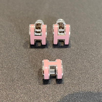 [Love Lucky]MINI POP H SILVER EARRINGS PINK