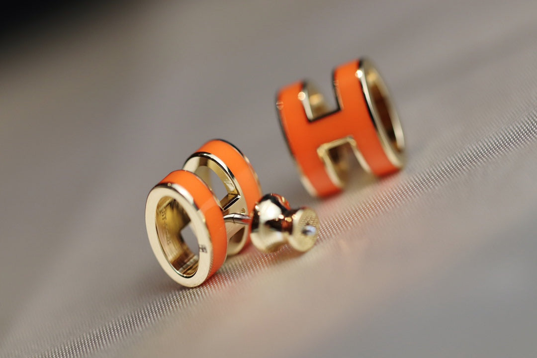 [Love Lucky]MINI POP H EARRINGS ORANGE