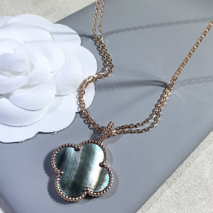 [Love Lucky] COLLIER GRAND TRÈFLE 25 MM DORÉ NACRE FONCÉE