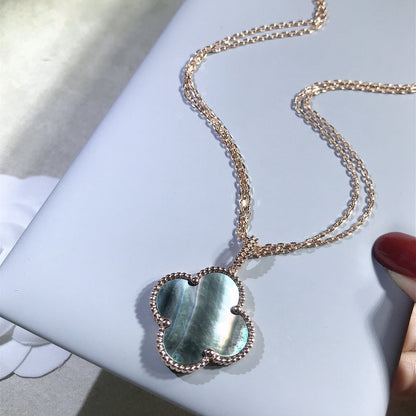 [Love Lucky] COLLIER GRAND TRÈFLE 25 MM DORÉ NACRE FONCÉE