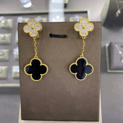 [Love Lucky]CLOVER  2 MOTIFS  DIAMOND  EARRINGS (MULTIPLE CHOICESç´