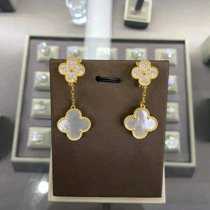 [Love Lucky]CLOVER  2 MOTIFS  DIAMOND  EARRINGS (MULTIPLE CHOICESç´