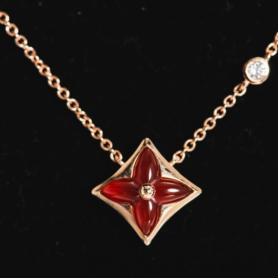 [Love Lucky] COLLANA STELLA ORO ROSA 1 DIAMANTE