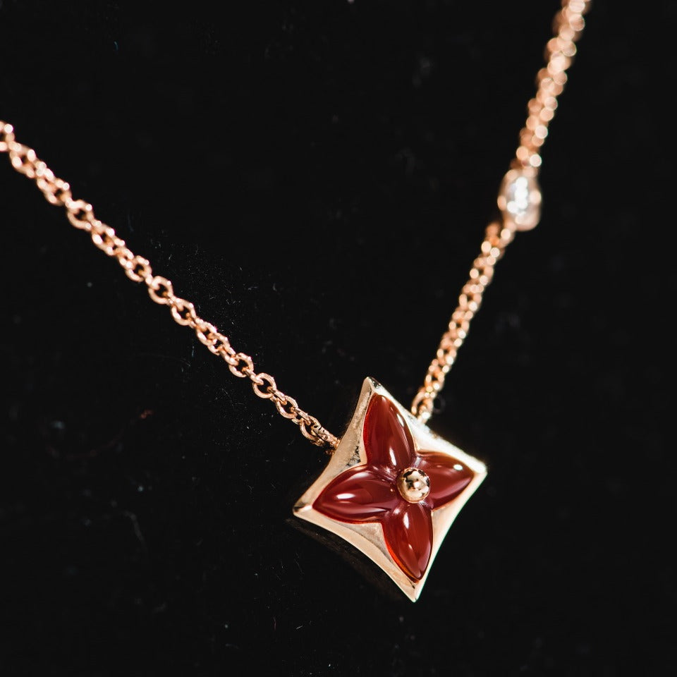 [Love Lucky] COLLANA STELLA ORO ROSA 1 DIAMANTE