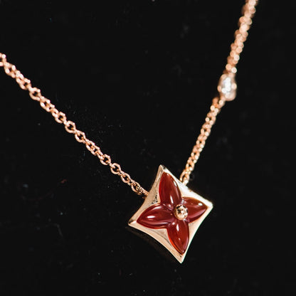 [Love Lucky]STAR NECKLACE PINK GOLD 1 DIAMOND