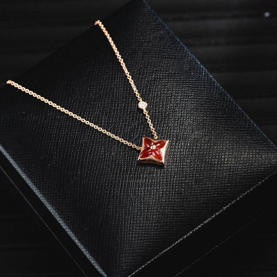 [Love Lucky]STAR NECKLACE PINK GOLD 1 DIAMOND
