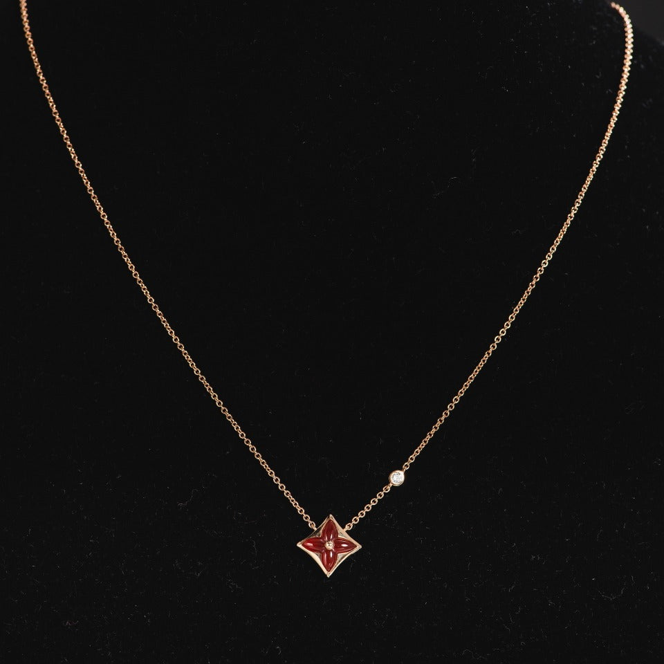 [Love Lucky]STAR NECKLACE PINK GOLD 1 DIAMOND