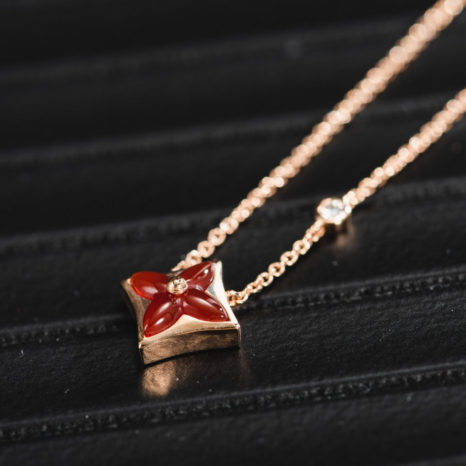 [Love Lucky]STAR NECKLACE PINK GOLD 1 DIAMOND