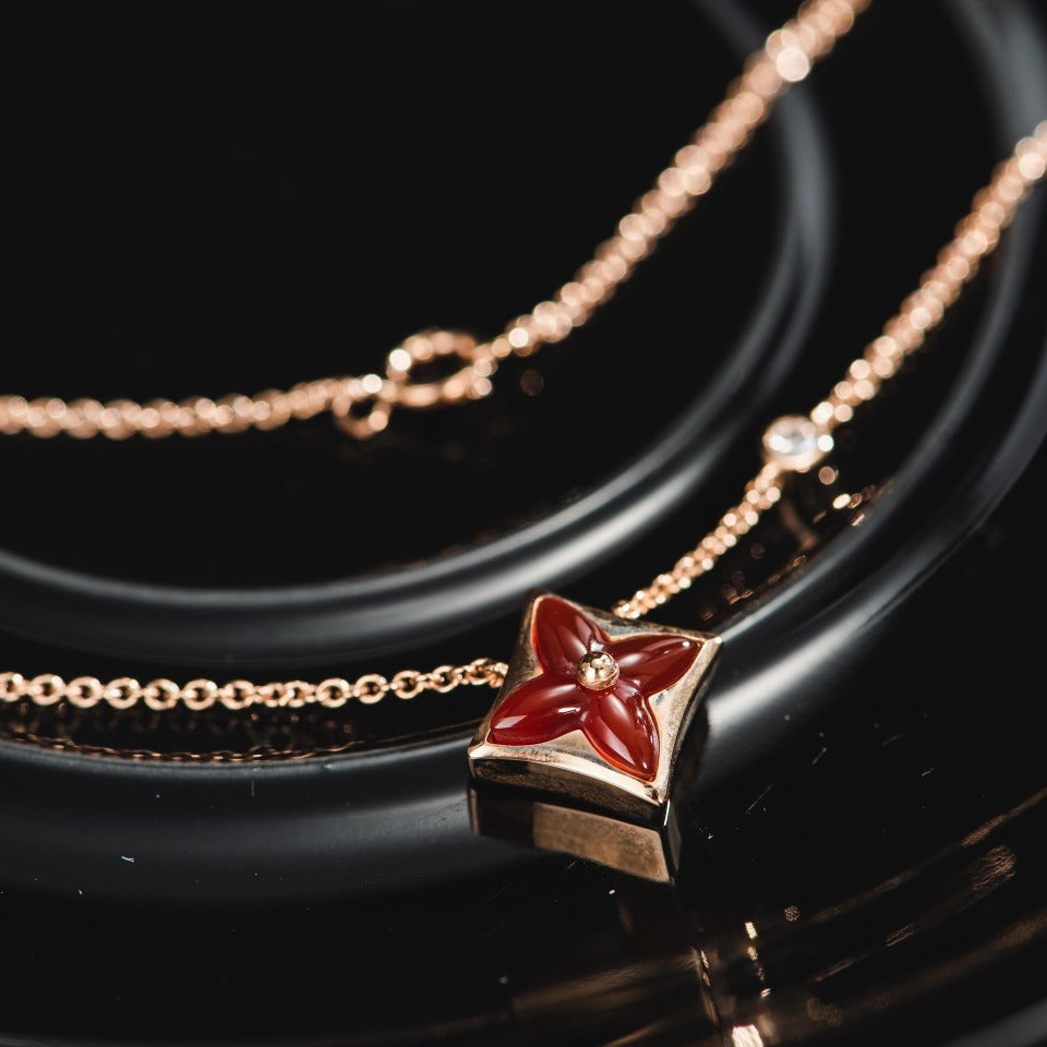 [Love Lucky]STAR NECKLACE PINK GOLD 1 DIAMOND